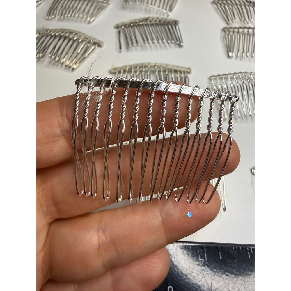 Silver Tone Metal Wire Hair Combs 12 Tooth Bridal Veil DIY Craft Lot of 24